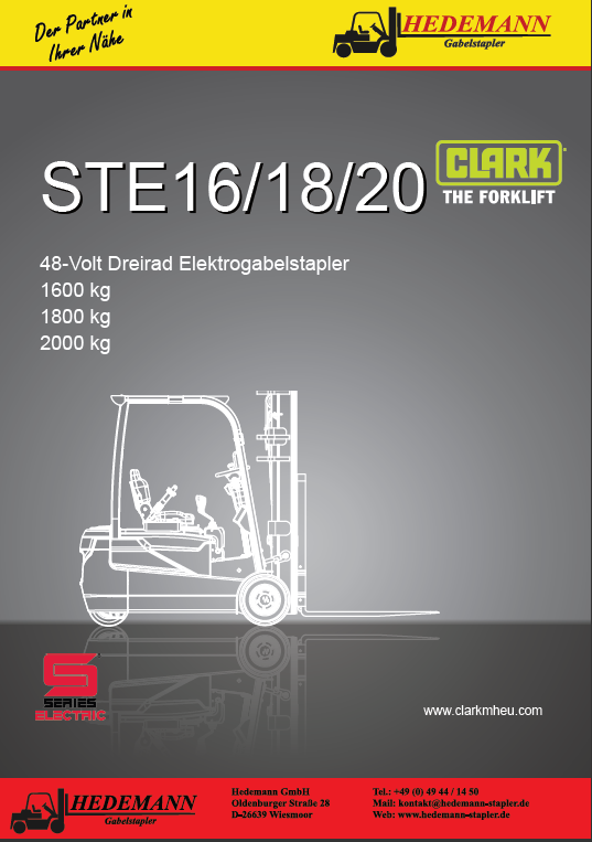 CLARK Elektrostapler Datenblatt STE16-20